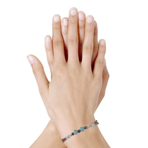 V Bracelet Lien Cuir Marron Clair Perles d'Agate et de Larimar - LES POULETTES BIJOUX - Modalova