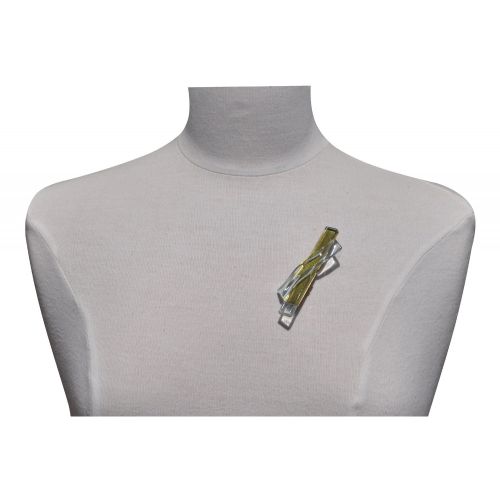 Broche Laiton Deux Lamelles Simple et Courbe Pâte de Verre Cr - LES POULETTES BIJOUX - Modalova