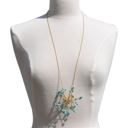 Collier Tiges en Laiton et Perles de Verre - Classics - Turqu - LES POULETTES BIJOUX - Modalova