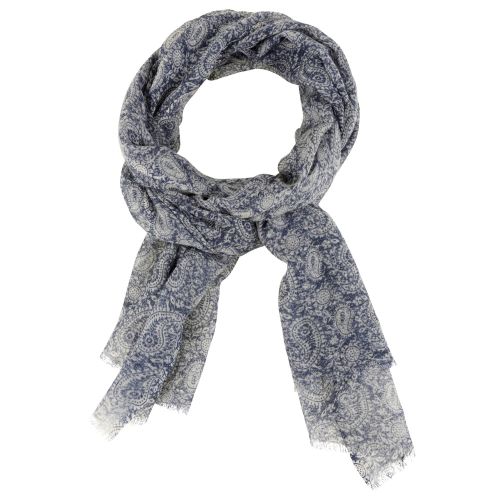 BIJOUX - Echarpe 100% Laine Motif Cachemire Marine - LES POULETTES - Modalova