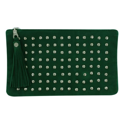 BIJOUX - AN Pochette Sac Daim Clouté Couleur Sapin - LES POULETTES - Modalova