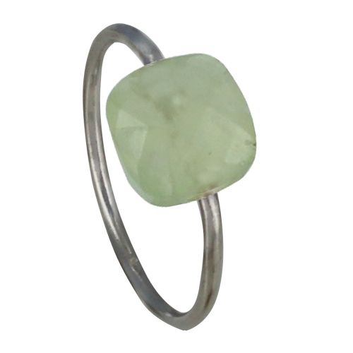 Bague Argent Carré de Prehnite Facetté - LES POULETTES BIJOUX - Modalova
