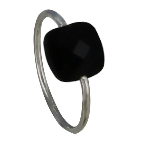 Bague Argent Carré d'Onyx Facetté - taille 54 - LES POULETTES BIJOUX - Modalova