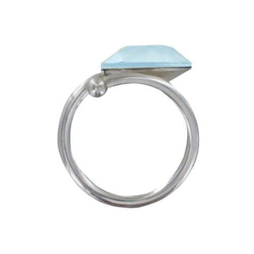 Bague Argent Orné d'Un Cristal Bleu Pâle - LES POULETTES BIJOUX - Modalova