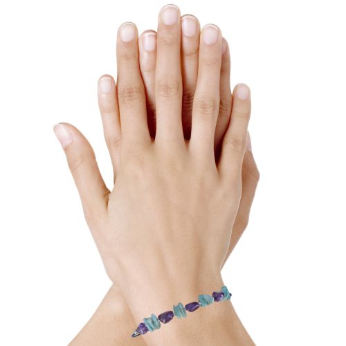 Bracelet Cordon en Cuir Pépites d'Améthyste et de Larimar - LES POULETTES BIJOUX - Modalova