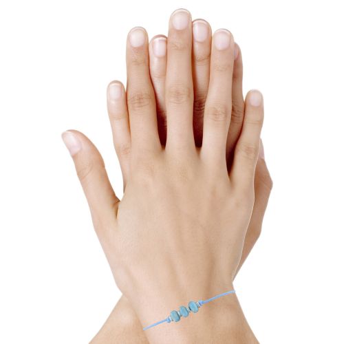 Bracelet Lien Synthétique 3 Rondelles de Larimar et Argent - LES POULETTES BIJOUX - Modalova