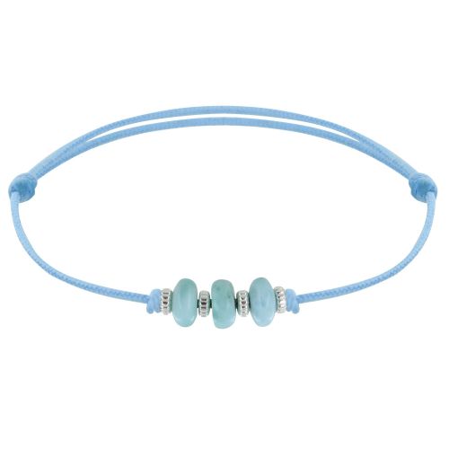 Bracelet Lien Synthétique 3 Rondelles de Larimar et Argent - LES POULETTES BIJOUX - Modalova