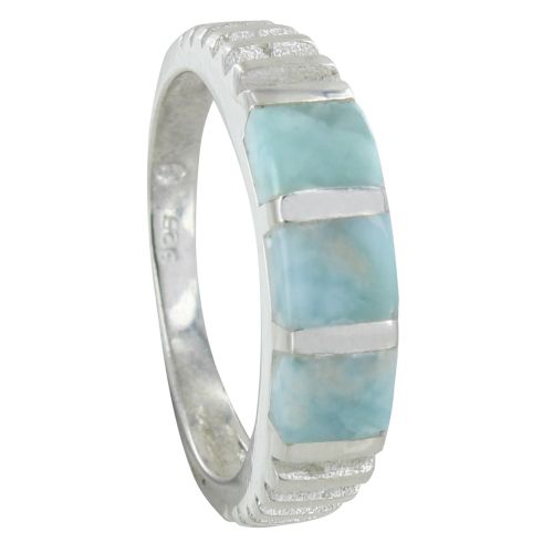 Bague Argent 925 Trois Carrés de Larimar - taille 60 - LES POULETTES BIJOUX - Modalova