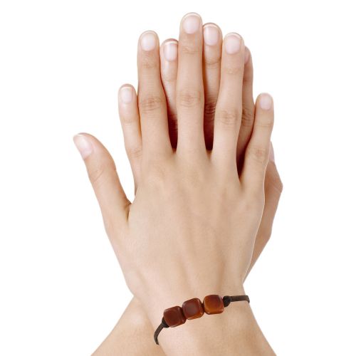 Bracelet Trois Cubes de Tagua Lien en Suédine - LES POULETTES BIJOUX - Modalova