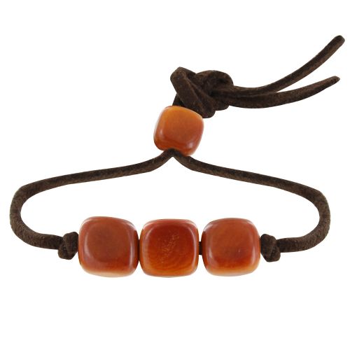 Bracelet Trois Cubes de Tagua Lien en Suédine - LES POULETTES BIJOUX - Modalova