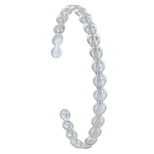 Bracelet 925 Rhodié Demi Jonc Perles Plates - LES POULETTES BIJOUX - Modalova