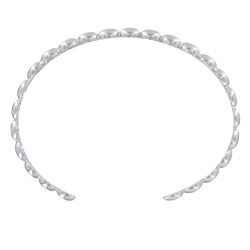 Bracelet 925 Rhodié Demi Jonc Perles Plates - LES POULETTES BIJOUX - Modalova