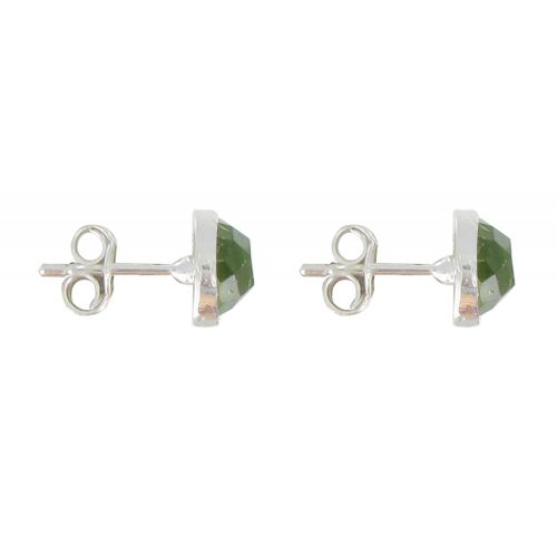 V Boucles d'Oreilles Argent Puces Demi-Sphère de Péridot - LES POULETTES BIJOUX - Modalova