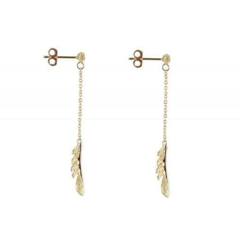 Boucles d'Oreilles Plaqué Plume d'Oiseau - LES POULETTES BIJOUX - Modalova