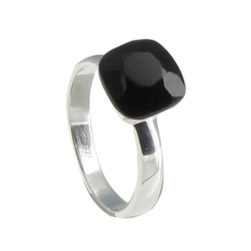Bague Argent Carré d'Onyx Facetté - taille 50 - LES POULETTES BIJOUX - Modalova