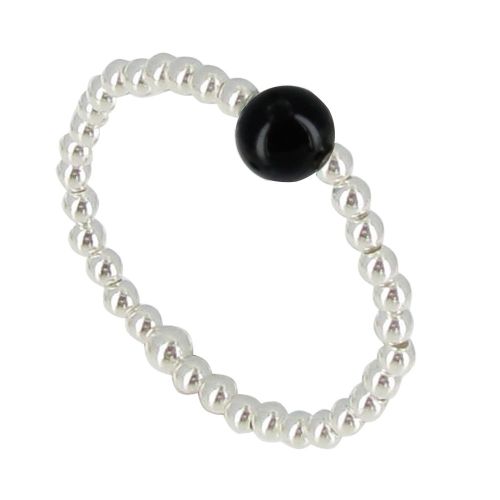 Bague Bille Argent et Perle d'Onyx - taille 56 - LES POULETTES BIJOUX - Modalova