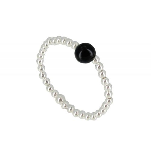 Bague Bille Argent et Perle d'Onyx - taille 50 - LES POULETTES BIJOUX - Modalova