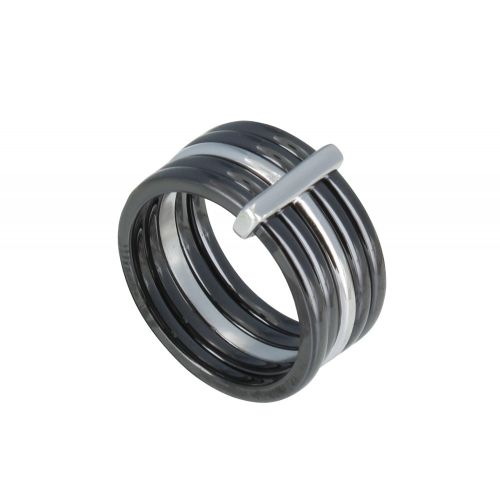 Bague Anneaux Argent 925 Rhodié et Céramique - taille 56 - LES POULETTES BIJOUX - Modalova