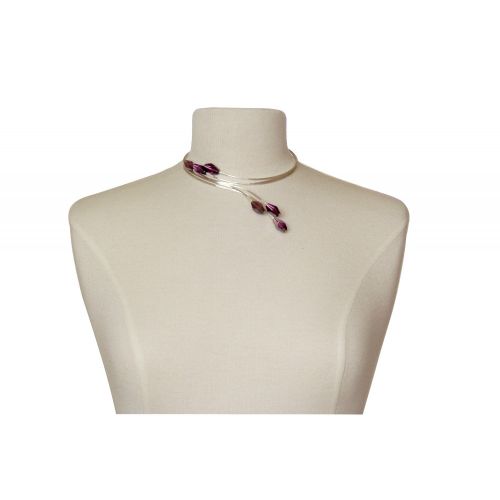 Collier Ras de Cou Argent Cristal Couleur Améthyste - LES POULETTES BIJOUX - Modalova