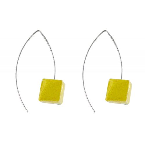 Boucles d'Oreilles Cubes Céramique Crochet Métal - LES POULETTES BIJOUX - Modalova