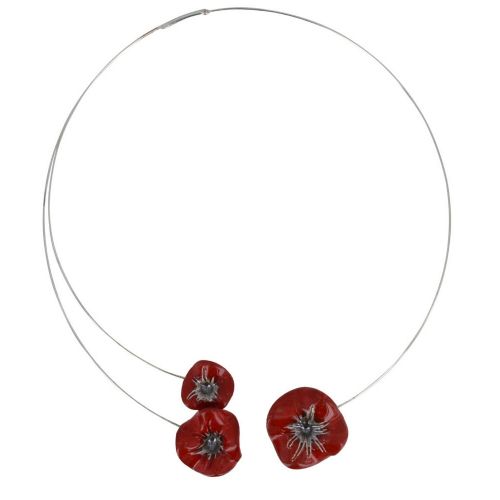 Collier Ras de Cou Trois Coquelicots Céramique et Torqu - LES POULETTES BIJOUX - Modalova