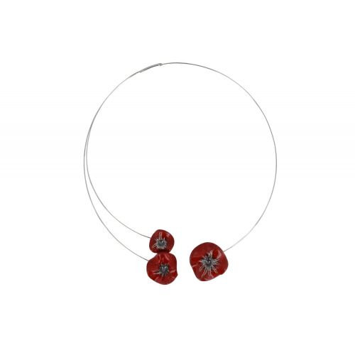 Collier Ras de Cou Trois Coquelicots Céramique et Torqu - LES POULETTES BIJOUX - Modalova