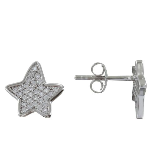 Boucles d'Oreilles Argent Rhodié Etoile de Strass - LES POULETTES BIJOUX - Modalova