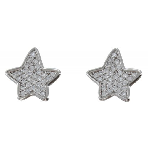 Boucles d'Oreilles Argent Rhodié Etoile de Strass - LES POULETTES BIJOUX - Modalova