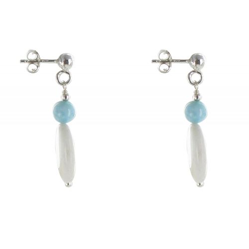 Boucles d'Oreilles Argent Oeil de Ste Lucie et Perle de Larim - LES POULETTES BIJOUX - Modalova
