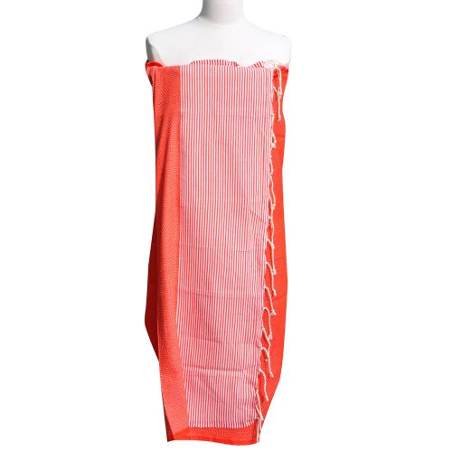 BIJOUX - V Fouta Drap Plage et Hammam Coton Nid d'Abeille Corail - LES POULETTES - Modalova