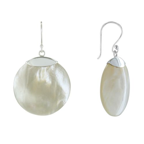 Boucles d'Oreilles Argent 925 Disque Nacre - Classics - LES POULETTES BIJOUX - Modalova