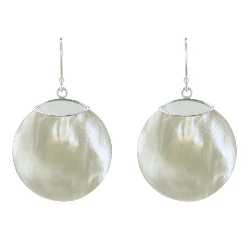 Boucles d'Oreilles Argent 925 Disque Nacre - Classics - LES POULETTES BIJOUX - Modalova
