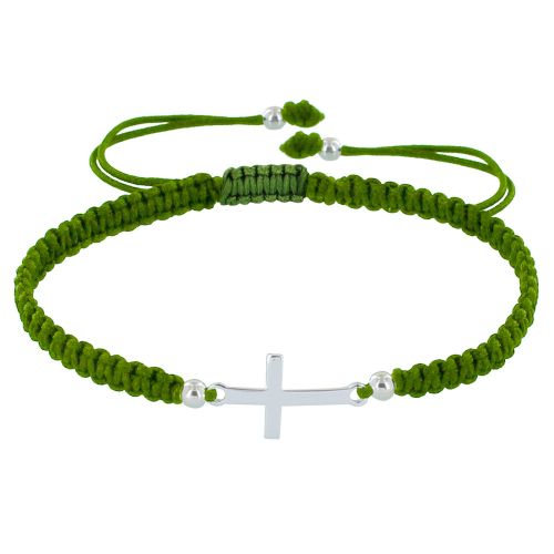 Bracelet 925 Croix Lien Tréssé - Classics - Vert kaki - LES POULETTES BIJOUX - Modalova