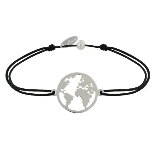 Bracelet Lien Médaille 925 Ronde Mappemonde - LES POULETTES BIJOUX - Modalova