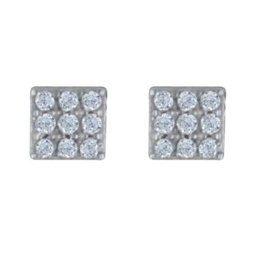 Boucles d'Oreilles Rhodié Petit Carré de Strass - LES POULETTES BIJOUX - Modalova