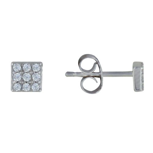 Boucles d'Oreilles Rhodié Petit Carré de Strass - LES POULETTES BIJOUX - Modalova