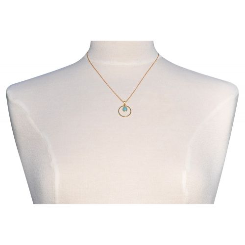 Collier Chaine Plaqué Or Cercle et Goutte de Larimar - LES POULETTES BIJOUX - Modalova