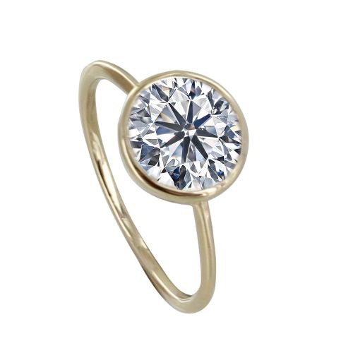 Bague Plaqué Solitaire Serti Clos - taille 50 - LES POULETTES BIJOUX - Modalova