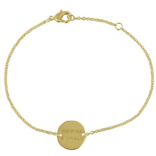 Bracelet Plaqué Médaille Ronde Maman d'Amour - LES POULETTES BIJOUX - Modalova