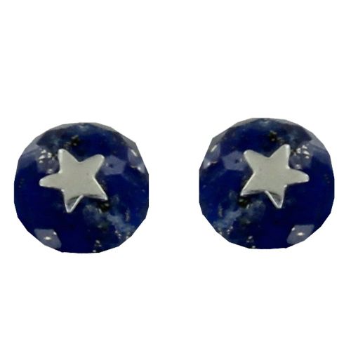 Boucles d'Oreilles Argent Etoile et Perle Facettée de Lapis L - LES POULETTES BIJOUX - Modalova