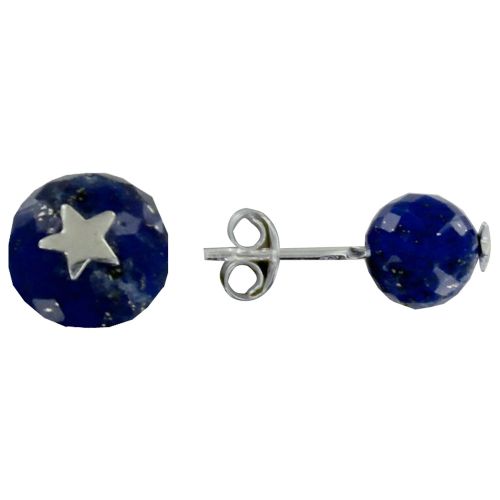 Boucles d'Oreilles Argent Etoile et Perle Facettée de Lapis L - LES POULETTES BIJOUX - Modalova