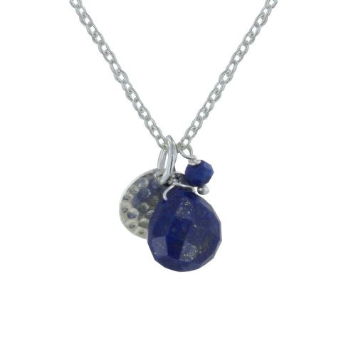 Collier Argent Pastille Martelée Briolette et Perle Facettée - LES POULETTES BIJOUX - Modalova