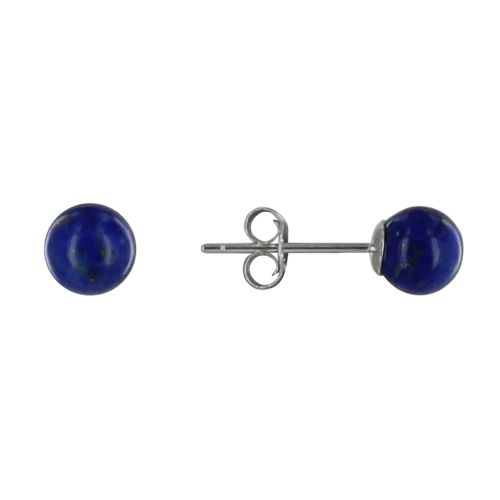 Boucles d'Oreilles Clou Argent 925 Rhodié et Perles de Lapis - LES POULETTES BIJOUX - Modalova