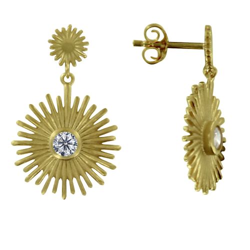 Boucles d'Oreilles Plaqué Rayon de Soleil et Strass - LES POULETTES BIJOUX - Modalova