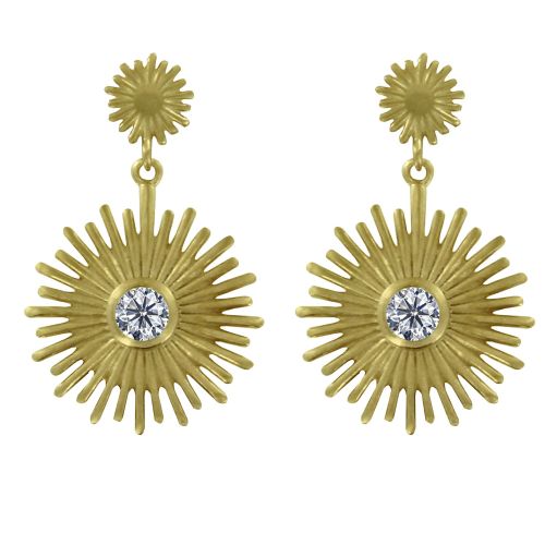 Boucles d'Oreilles Plaqué Rayon de Soleil et Strass - LES POULETTES BIJOUX - Modalova
