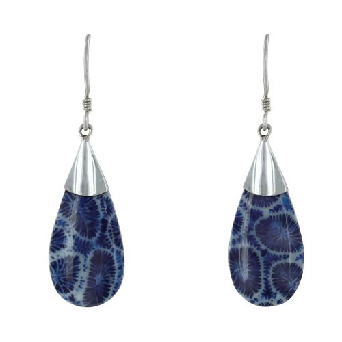 Boucles d'Oreilles Argent Grande Goutte Bombée Coquillage Tei - LES POULETTES BIJOUX - Modalova
