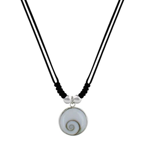 Collier Lien Coton Deux Perles Argent et Oeil de Sainte - LES POULETTES BIJOUX - Modalova