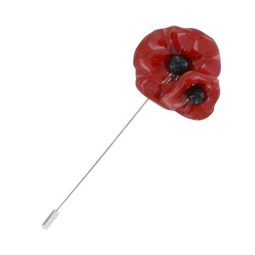 Broche Deux Coquelicots Céramique Métal Argenté - LES POULETTES BIJOUX - Modalova