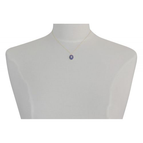 Collier Argent Doré Ovale Résine Bleue Losange et Strass - LES POULETTES BIJOUX - Modalova