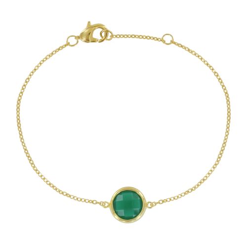 Bracelet Argent Doré Rond Facetté Vert - LES POULETTES BIJOUX - Modalova